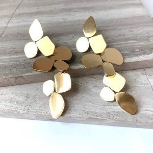 NEW ~ Anthropologie Gold Tile Dangle Earrings